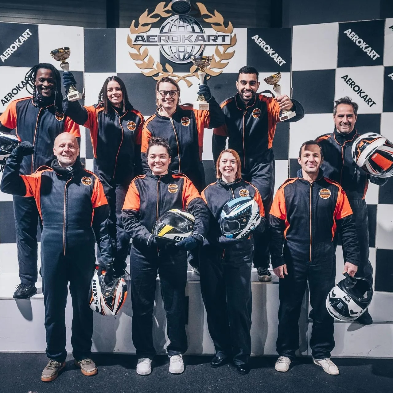 Podium après une session karting